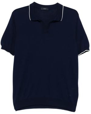 Fay Contrast-Trim Cotton T-Shirt - Blue