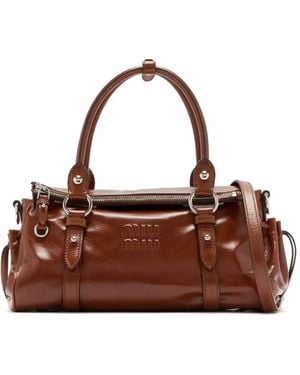 Miu Miu Shiny Leather Handbag - Brown
