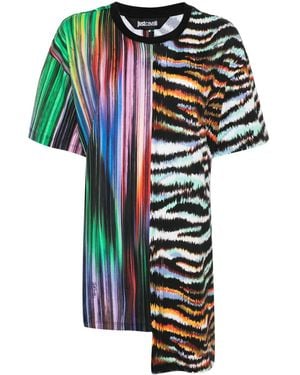 Just Cavalli Contrasting-Striped T-Shirt - White
