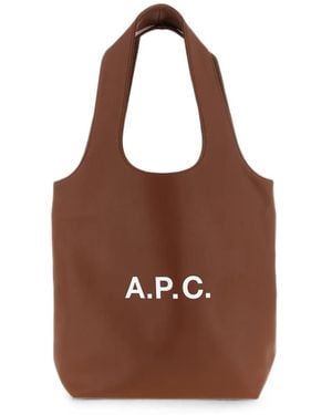 A.P.C. Ninon Logo-Print Tote Bag - Brown