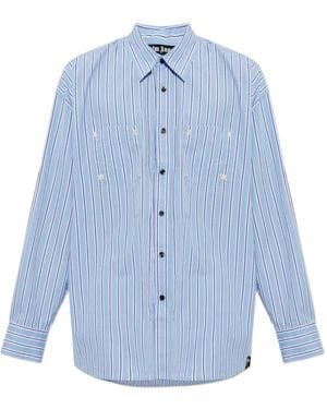 Palm Angels Striped Cotton Shirt - Blue