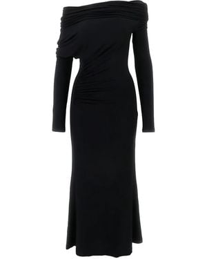ANDAMANE Draped One-Shoulder Midi Dress - Black