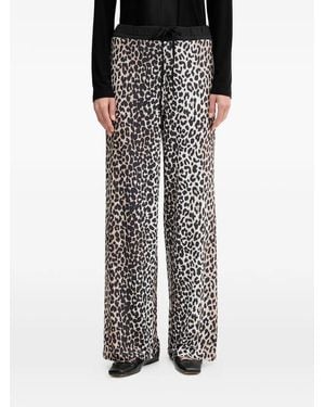 Ouí Drawstring Animal-Print Trousers - Black