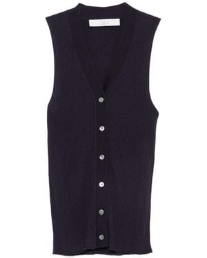 Tela Ribbed-Knit Sleeveless Cardigan - Blue