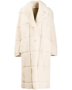 Off-White c/o Virgil Abloh Grid Motif Coat - Natural
