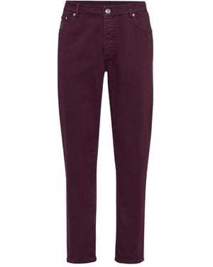 Brunello Cucinelli ロゴパッチ ジーンズ - パープル