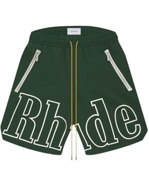Rhude Logo-Print Shorts - Green