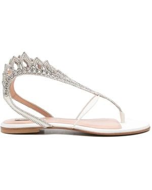 Alberta Ferretti Bead-Embellished Thong Sandals - White