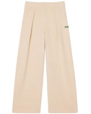 Lacoste Pleated Ribbed-Knit Track Pants - White