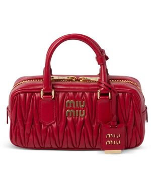 Miu Miu Arcadie Matelassé Nappa Leather Bag - Red