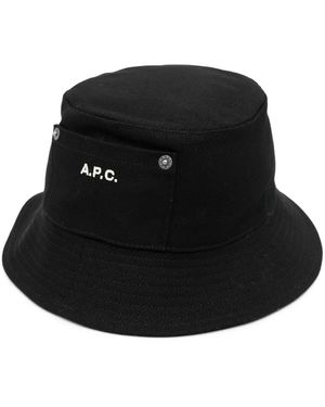 A.P.C. Cappello Bucket Con Ricamo - Nero