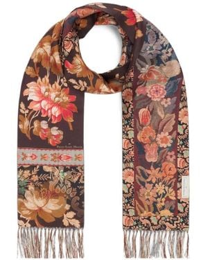 Pierre Louis Mascia Pañuelo Aloeuw Con Motivo Floral Y Flecos - Rojo