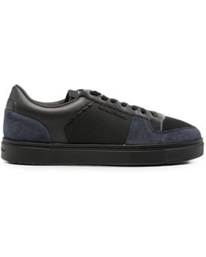 Emporio Armani Panelled Lace-Up Trainers - Black