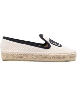 Miu Miu Logo-Embroidered Espadrilles - Brown