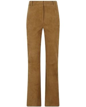 Arma Lucia Flared Suede Leather Pants - Natural