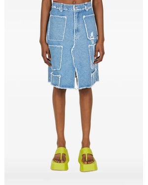Lourdes Frayed Midi Skirt - Blue