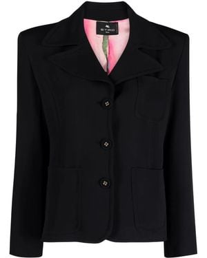Etro Single-Breasted Patch-Pocket Blazer - Black