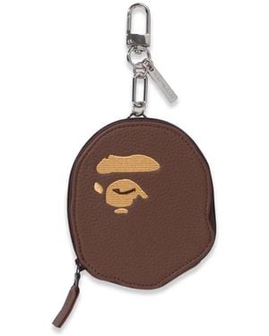 A Bathing Ape Embroidered Clip Wallet - Brown