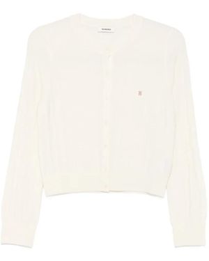 Sandro Check-Pattern Round-Neck Cardigan - White