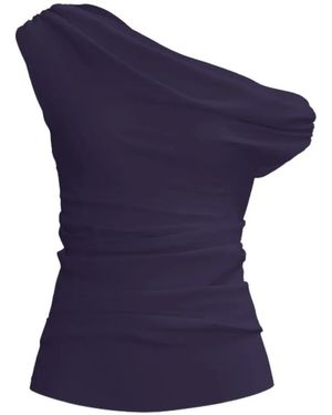 Diarrablu Alba One-Shoulder Draped Top - Blue