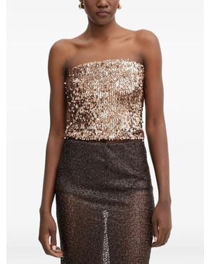 Haveone Sequin-Embellished Bandeau Top - Brown