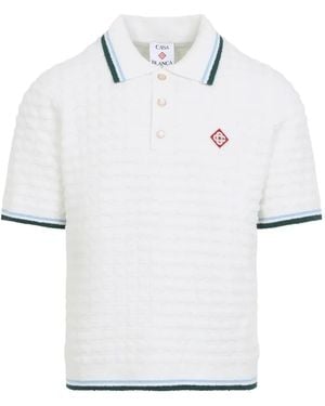 CASABLANCA Textured-Knit Polo Shirt - White