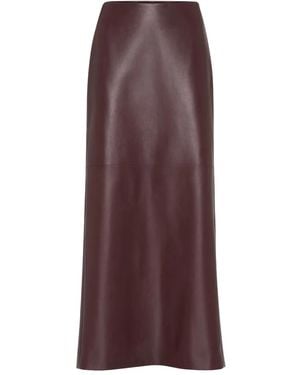 Brunello Cucinelli Nappa Leather Column Maxi Skirt - Purple