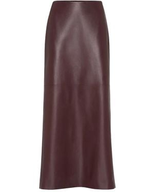 Brunello Cucinelli Leather Maxi Skirt - Purple