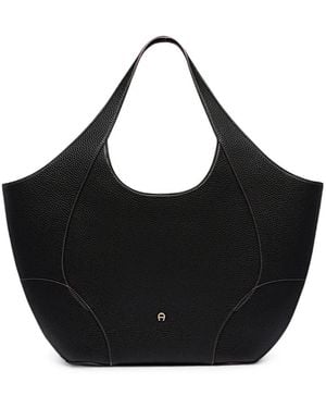 Aigner Large Hazel Grained-Leather Tote Bag - Black