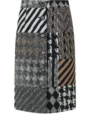 Moschino Patchwork Button-Front Midi Skirt - Gray