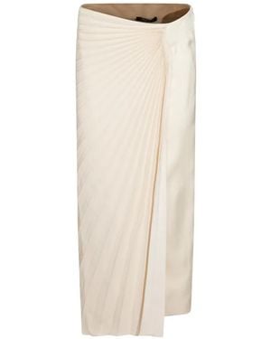 Roberto Cavalli Sunburst-Pleated Wrap Skirt - Natural