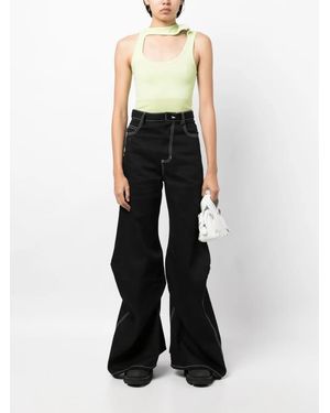 パンツ Duran Lantik High-Waisted White Cotton Trousers With Draped 605a95194f2f507752d9d42924f535