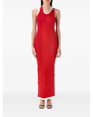 Jean Paul Gaultier Ribbed Cotton Dress - Red