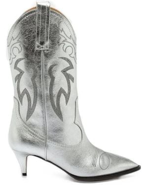 Moschino Metallic Embroidered Boots - White