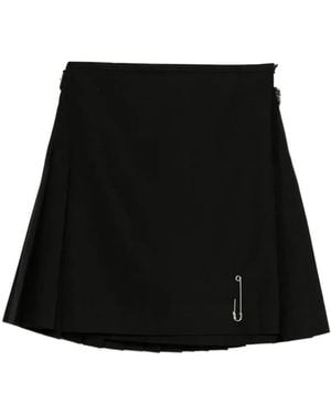 Le Kilt Safety-Pin Pleated Mini Skirt - Black