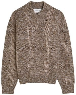 ARMARIUM Herringbone V-Neck Jumper - Brown