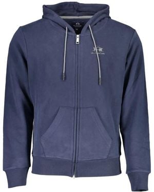 La Martina Zip-Up Logo-Print Hoodie - Blue