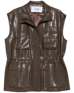 ELEH High-Neck Drawstring Gilet - Brown