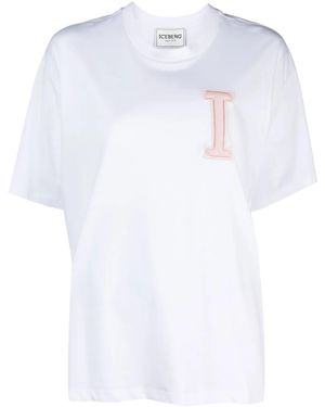 Iceberg Logo-Patch Cotton T-Shirt - White