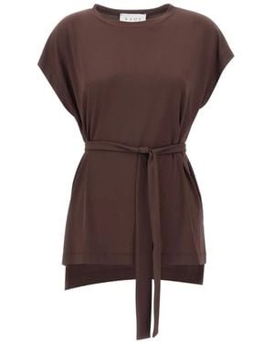 Kaos Belted Cap-Sleeve Blouse - Brown
