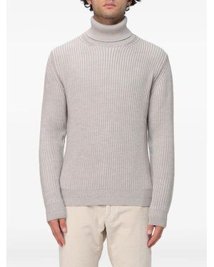 Zanone Ribbed-Knit Roll-Neck Sweater - Gray