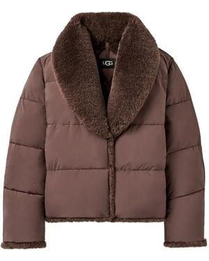 UGG Wylda Faux-Fur Collar Puffer Jacket - Brown