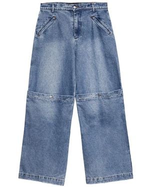 Spencer Badu Patchwork-Detail Wide-Leg Jeans - Blue