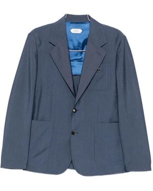 Versace Notched-Lapel Single-Breasted Jacket - Blue