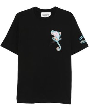 Iceberg Monkey-Embroidered T-Shirt - Black
