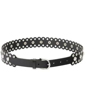 Isabel Marant Zalla Scalloped Studded Leather Belt - Black