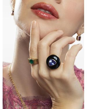 Retrouvai Lollipop Ring Mit Tansanit Und Onyx - Natur