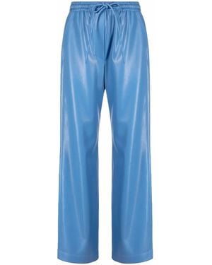 Nanushka Faux-Leather Drawstring-Waist Trousers - Blue