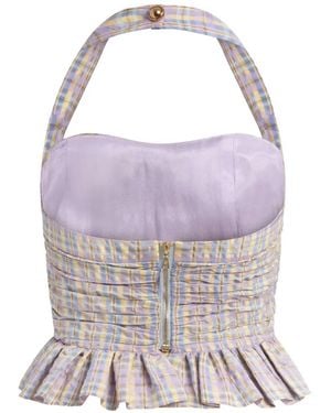 Markarian Kit Ruched Ruffled-Hem Halter Top - Purple