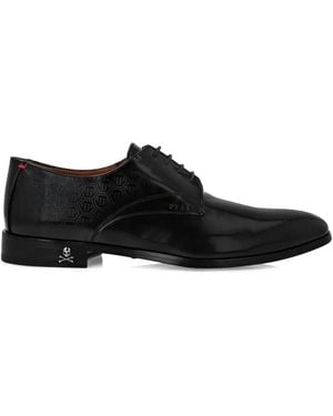 Philipp Plein Derby-Schuhe Mit Monogrammmuster - Schwarz